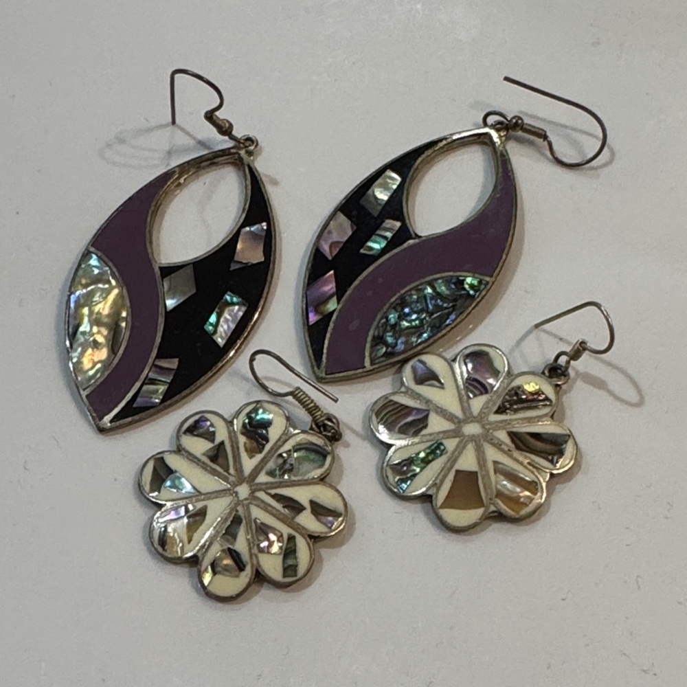 Vintage Alpaca Mexico Earrings Set
